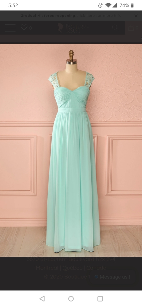 Open back mint evening gown
